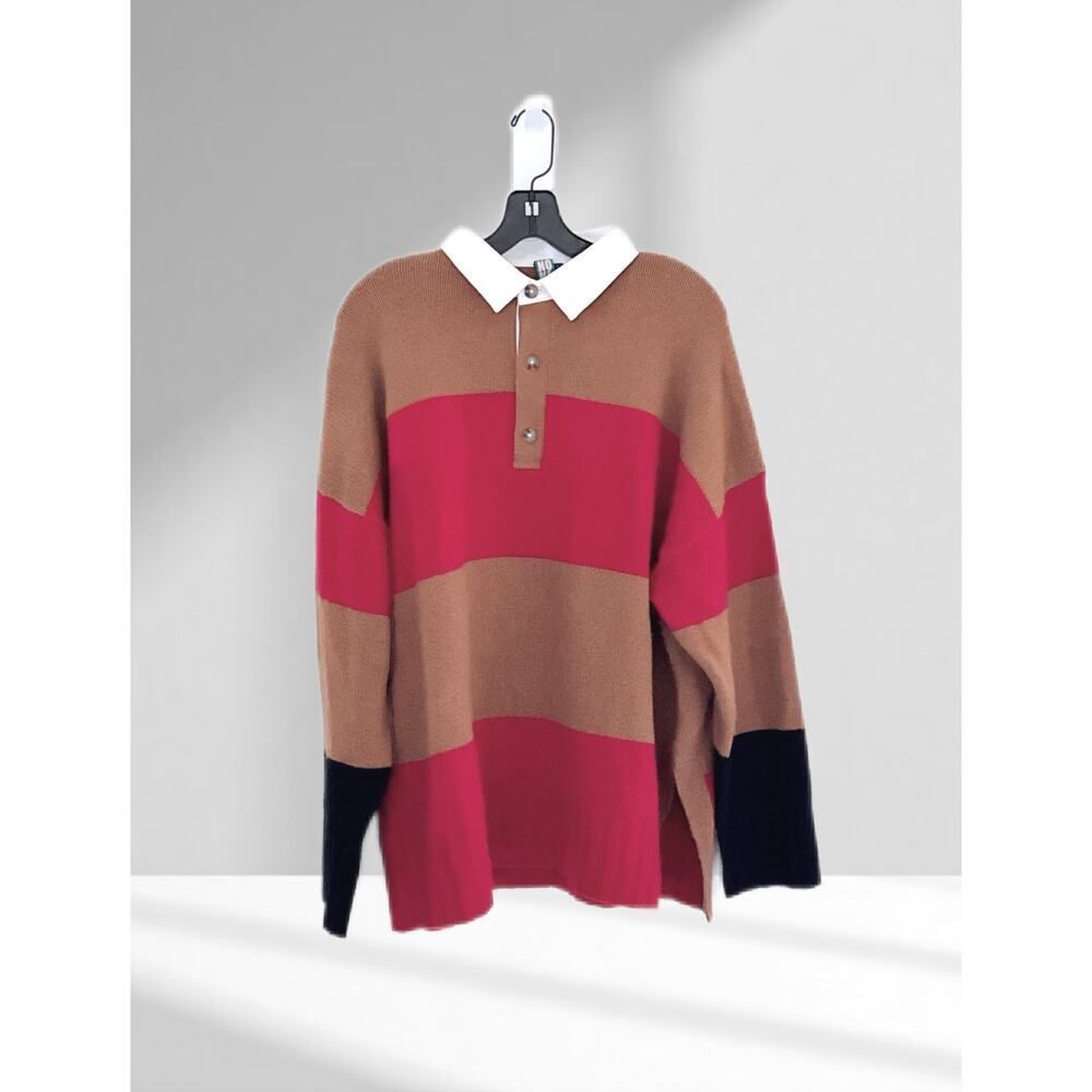 NakedCashmere No Name striped cashmere rugby polo with an oversized fit size L